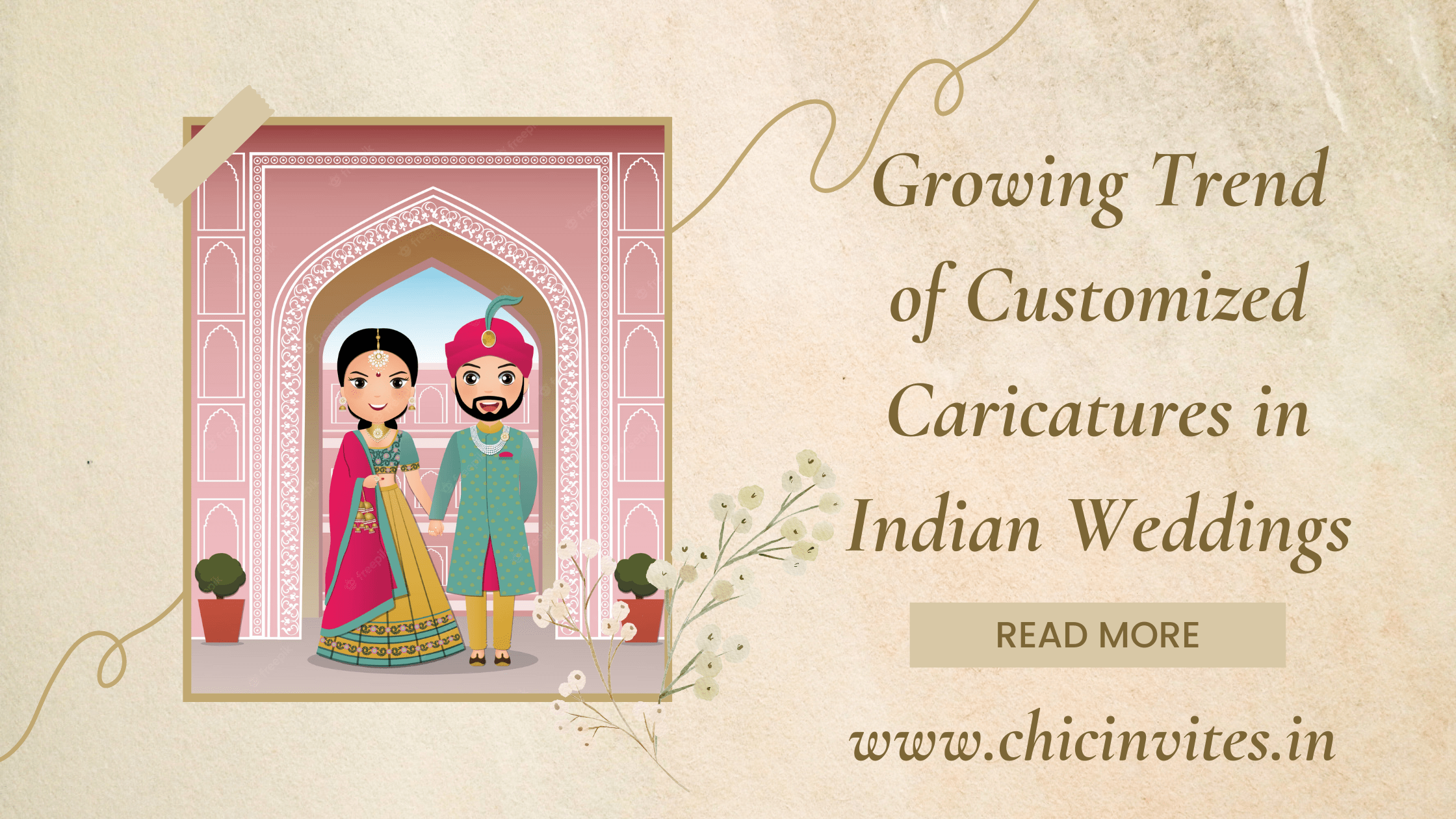 Caricature Wedding Invitations with Custom Design and Theme
